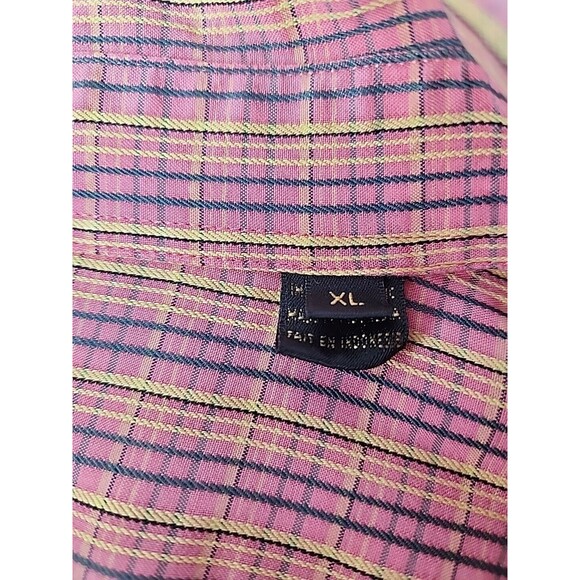 Bugatchi Uomo Mens XL Shirt Plaid Short Sleeve Button Front Pocket Collared - Picture 11 of 11